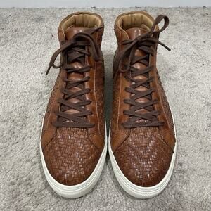 TAFT Brown Woven Leather High Top Sneakers Mens Size 10